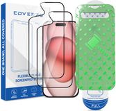 Coverzs Flexibel PMMA Glass Screenprotector met frame (2-pack) geschikt voor iPhone 15