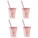 Snips Bekersset 4 x 385 ml met herbruikbare rietjes, eenhoornmotief, Made in Italy