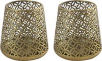 Countryfield Luxe theelichthouder - 2 stuks - Metaal - Goudkleurig