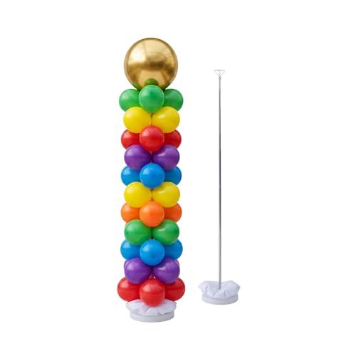Relaxdays Ballonstandaard set van 2, telescoopstang 45-205 cm voor bruiloft, verjaardag, ballonboom, zilver/wit