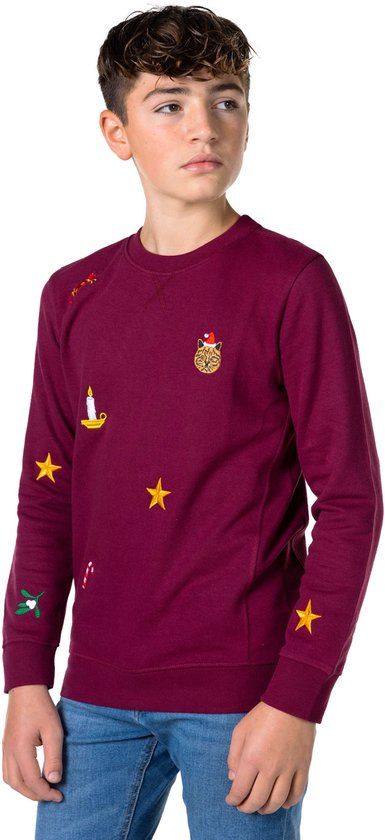OppoSuits Deluxe X-Mas Icons Burgundy Sweater - Tiener Kersttrui - Maat 14 Jaar