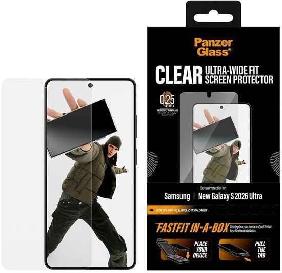 PanzerGlass Screenprotector geschikt voor Samsung Galaxy S26 Ultra Glazen | PanzerGlass Ultra-Wide Fit Screenprotector - Case Friendly