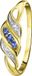 Lucardi Dames Ring met saffier en diamant 0,11ct - Ring - Cadeau - 14 Karaat Goud - Geelgoud