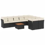 VidaXL 10-delige Loungeset met Kussens Poly Rattan Zwart