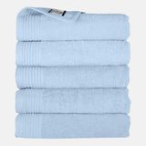 The One Towelling Handdoek - 50x100 cm - 5 stuks - Hotelkwaliteit - 450 g/m² - 100% Gekamd katoen - Licht Blauw