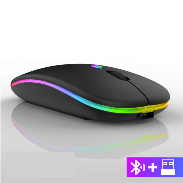 WMGW Draadloze RGB Muis - 2 4GHz / 1600DPI / Optisch / Ergonomisch / Tweehandig - Zwart