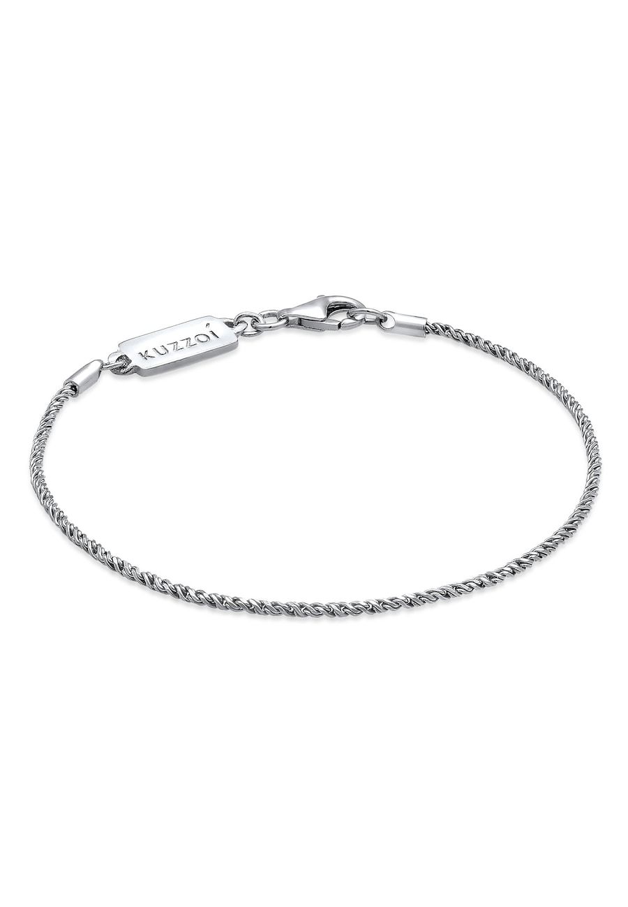 KUZZOI Armband Heren - Koord Ketting - Zilver - Geoxideerd