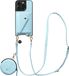 AVY Leren Hoesje geschikt voor Apple iPhone 15 Pro Max | Met Koord, Wallet en Pouch | Compatibel met MagSafe | Leather Case met 130CM Koord | Long Leather | Croco Blauw