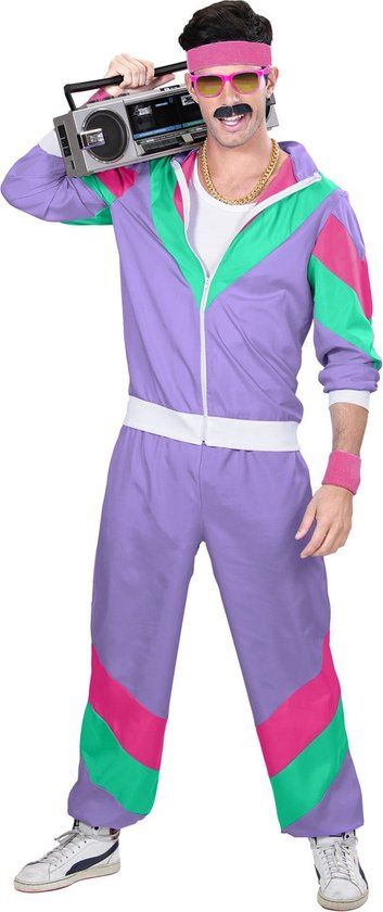 Widmann - 80's & 90's Retro Trainingspak - Mister Wrong - Paars - XXL