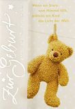 Perleberg Geboortekaart met teddymotief - Basic Classic Collection - hoogwaardige kaart voor geboorte voor meisjes en jongens - liefdevol geboortecadeau met envelop - 11,6 x 16,6 cm