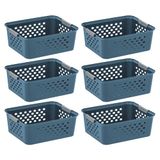 IRIS USA Plastic opbergmand, 6-pack, medium, plankmand opbergorganizer voor voorraadkast, kast, slaapkamer, kast, wasruimte, milieuvriendelijk, marineblauw