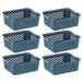 IRIS USA Plastic opbergmand, 6-pack, medium, plankmand opbergorganizer voor voorraadkast, kast, slaapkamer, kast, wasruimte, milieuvriendelijk, marineblauw