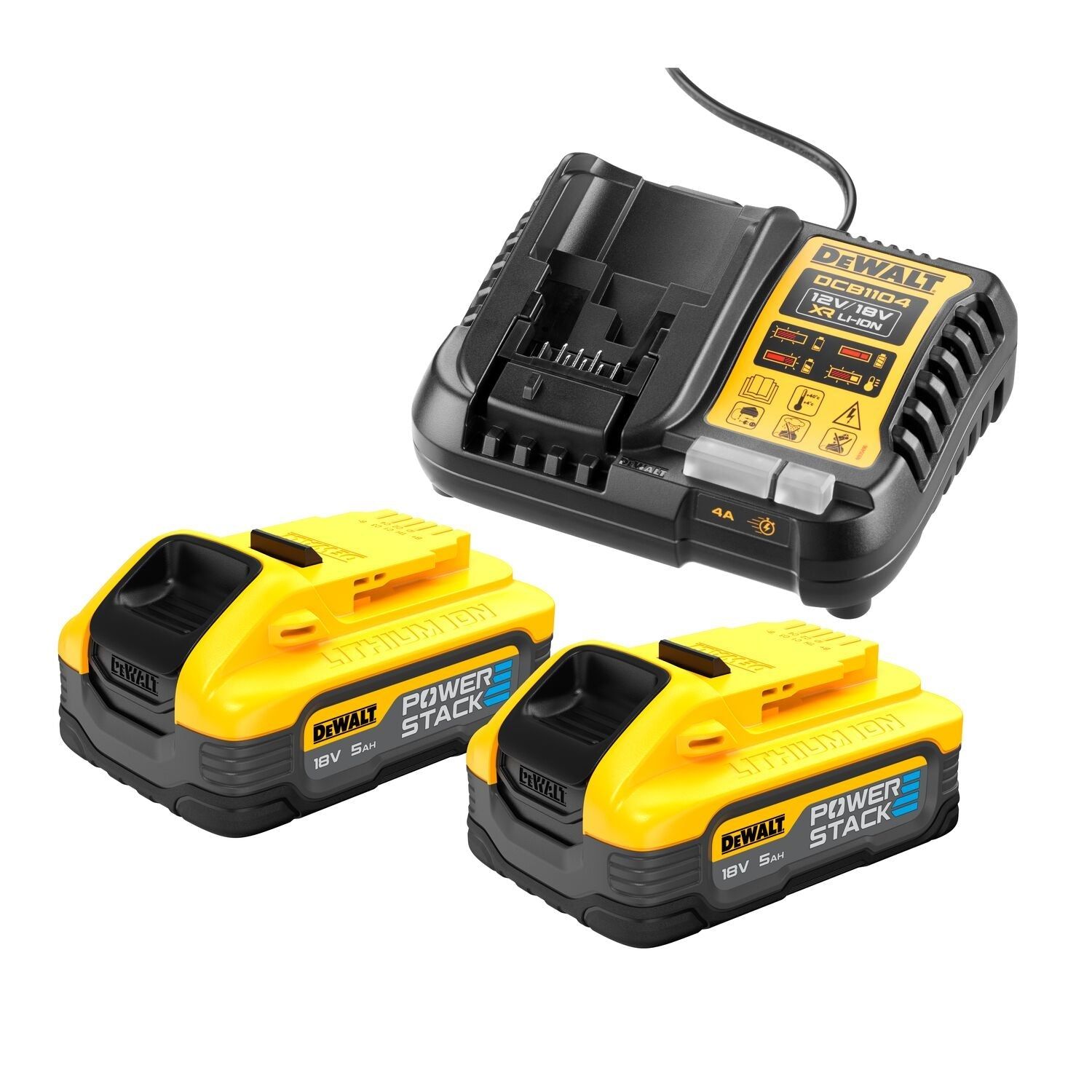 DeWALT DCB1104H2 Starterpack 18V: 2x 5.0Ah POWERSTACK Accu + XR Multilader