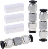 Pièces d'imprimante 3D - Buses d'imprimante 3D - Coupleur de tube PTFE en acier inoxydable en 3 parties, adapté à diverses imprimantes 3D, connecteur de filament de 4 mm