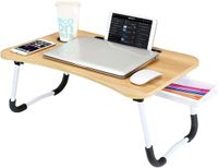Merkloos / Sans marque Hefei Ownswing Houseware Co., Ltd. Laptopbureau met lade, draagbaar laptopbed, tablet, tafel, notebook, standaard, leeshouder, ingebouwde handgreep en opvouwbare poten en bekerslot (goud)