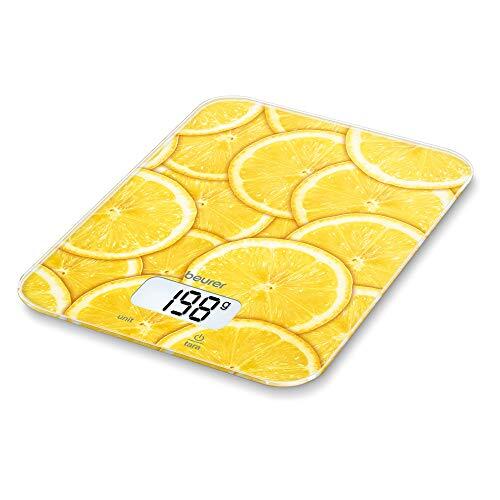 Beurer KS 19 Lemon keukenweegschaal (digitale keukenweegschaal, met tarra-weegfunctie, sensortoetsbediening, draagvermogen van 5 kg)