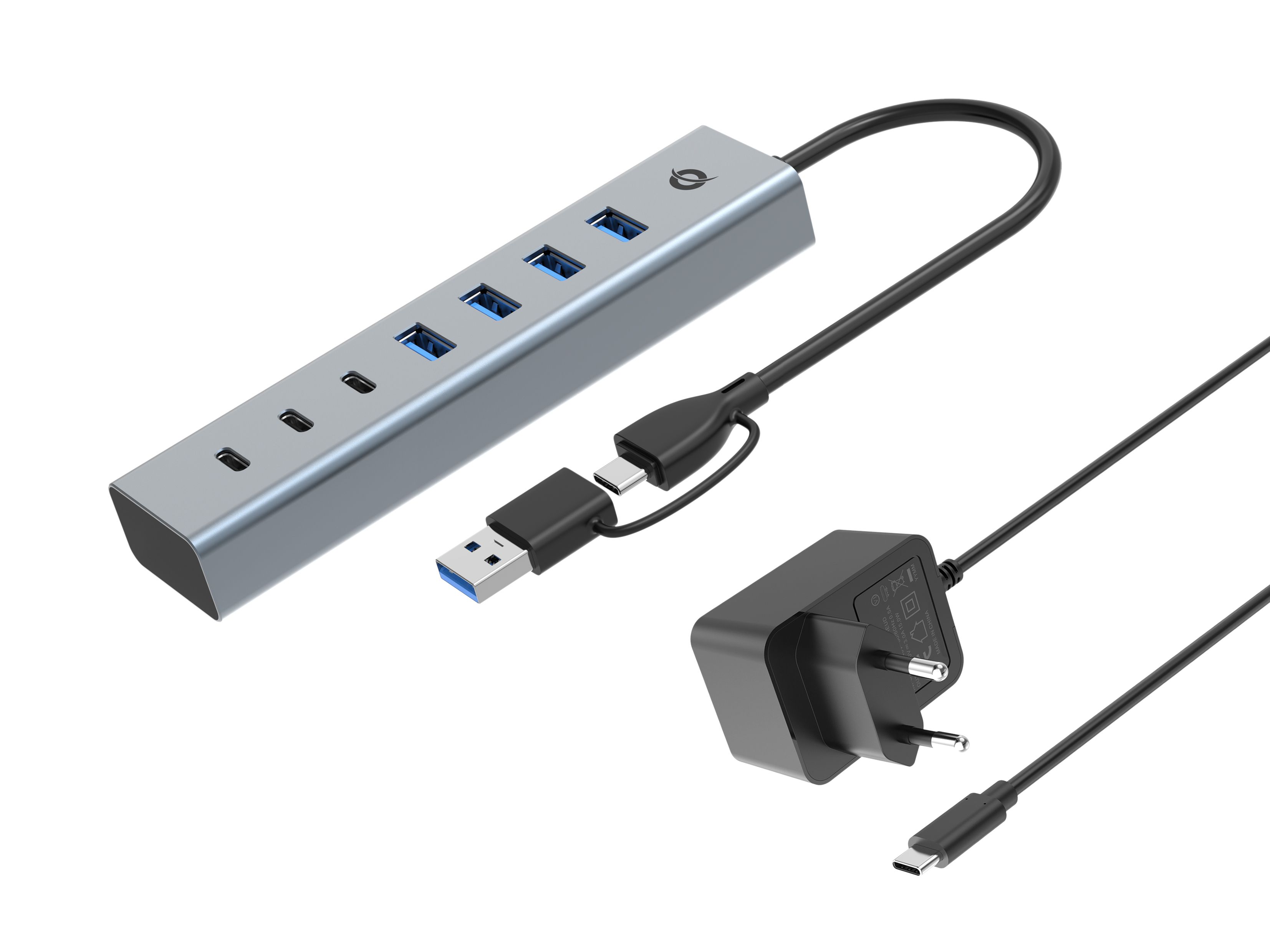 Conceptronic HUBBIES20GP Interface Hub USB 3.2 Gen 1 Type-C 5000 Mbit/s Grijs