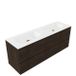 Saniclass Holz Pure Badkamermeubelset - 160x45x61.5cm - Flow solid surface wastafel wit - 2 wasbakken - zonder kraangaten - 4 lades - mat eiken charcoal (hout) SW1420796/SW1441150