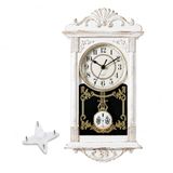 Quickway Imports Vintage Grandfather Wood-Looking Plastic Slinger Wandklok voor Woonkamer, Keuken of Eetkamer, Wit