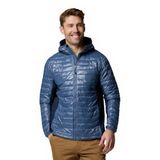 Columbia Men's Powder Pass Hybrid Hooded Jacket, Hooded Puffer Jacket, Dark Mountain/Collegiate Navy, S