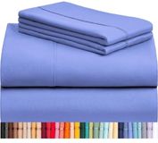 Merkloos / Sans marque Wan GmbH Lakenset 6-delig - Beddengoed set - Comfortabel slapen - Zijdezacht en koel - Queensize - Violet Blauw