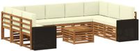 vidaXL - Bank loungeset - 9 zitplekken - Natuurlijk en crème - Polyester