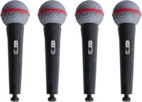 Funny Fashion Nep/Namaak Microfoon - 4 Stuks - 19 cm - Zwart - Kunststof