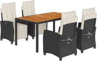 vidaXL 5-delige tuinset met kussens, zwart, van polyrotan
