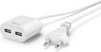 Hama USB-netadapter met 1,9 m lange kabel 2,4 A, 2x USB-A, wit