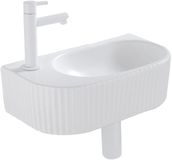 QeramiQ Fuente fonteinset – 40x21.5x12 cm – keramiek wit mat – kraangat links – mat witte kraan – geribbeld