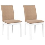 VidaXL Eetkamerstoelen 2 stuks Massief Hout Rubber Wit