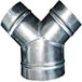 Unelvent 862016 – Dérivation à 45° en acier galvanisé – 1 piquage D125 mm – 2 piquages D80 mm – Raccord VMC