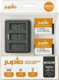 Jupio Value Pack: 2x Battery GoPro HERO9 AHDBT-901 1730mAh + Compact USB Triple Charger