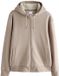 Next - Heren - Met borg gevoerde hoodie met rits - Crème