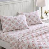 Laura Ashley Kingsize lakenset, katoenen flanellen beddengoed, geborsteld voor extra zachtheid en comfort, roze, (Lisalee Pink)
