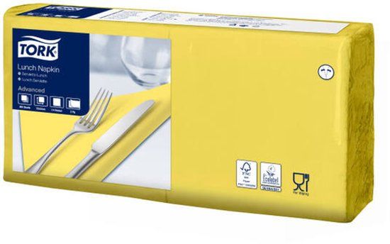 Tork Lunchservet Geel 33x33 cm 2-laags 2000 stuks