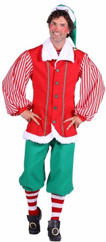 - Santa s helper heer Groen-Rood Broek-jas-muts maat XXL