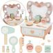Tooky Toy Table de toilette papillon en bois avec miroir d'accessoires et éclairage LED + cosmétiques - UNI