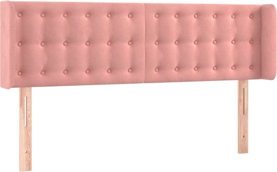 vidaXL Hoofdbord met randen 147x16x78/88 cm fluweel roze