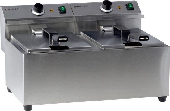 Hendi Mastercook Friteuse - 2x8 Liter - RVS - 3500W - Met Timer