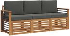 vidaXL - Canapé d'angle - 3 places - Naturel et anthracite - Acier massif acacia