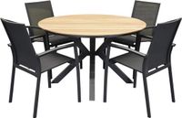 AVH-Collectie Quincy Malaga Dining Tuinset 120xH75 cm Rond 5 Delig Teak