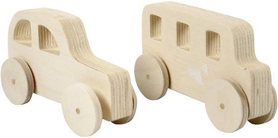 Houten autotjes - Unisex - Hout - Blank - 2019