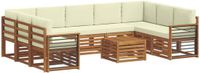 vidaXL - Bank loungeset - 9 zitplaatsen - Acacia hout - Naturel en crème