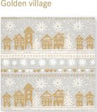 Paper Design Golden Village lunch servetten 33x33cm - 20 stuks