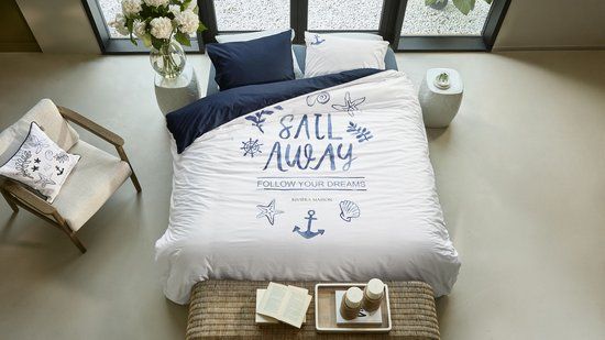 Riviera Maison Rivièra Maison Sail Away dekbedovertrek - Eenpersoons - 140 x 200/220 cm - Blauw