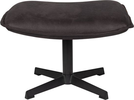 Giga Meubel Hocker John - Antraciet - Industrieel - Leer/Metaal