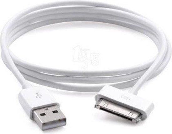 Electrocentral ® Ipad & Iphone 3 / 4 oplader / oplaad kabel / 30 pins connector 1 meter - Wit