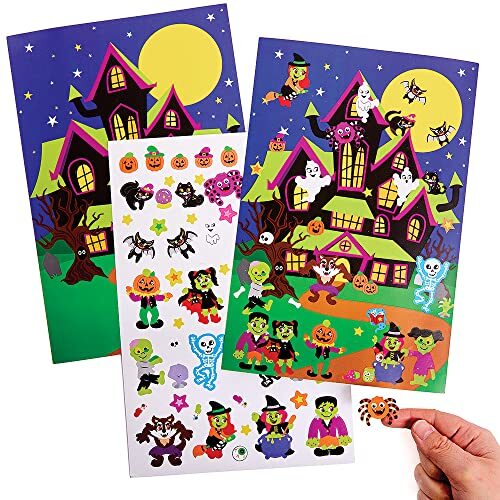 Baker Ross FX210 Sticker Taferelen Sets voor Halloween- Pak van 5, Herbruikbare Stickers voor Kinderen, Kinderen Halloween Knutselsets