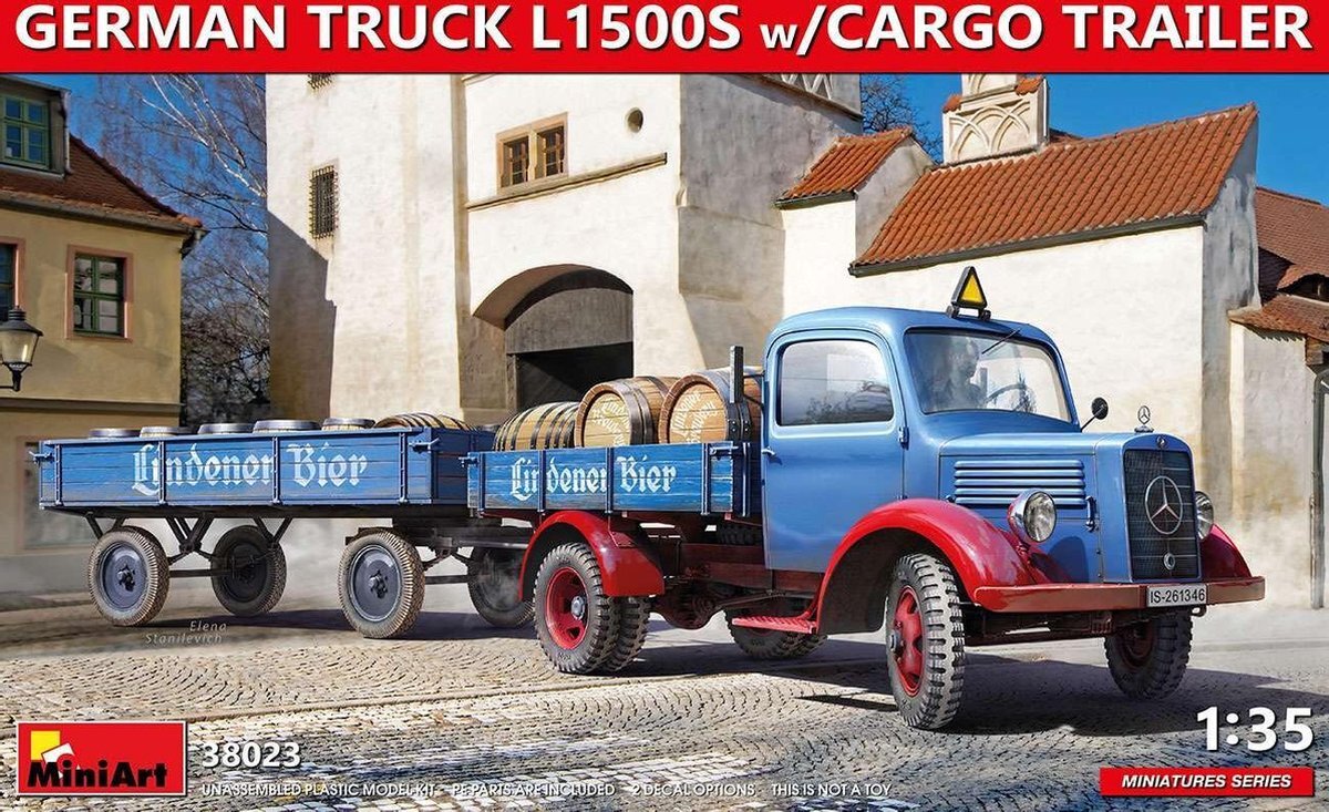 MiniArt 1:35 38023 German Mercedes Truck L1500S with Cargo Trailer Plastic kit